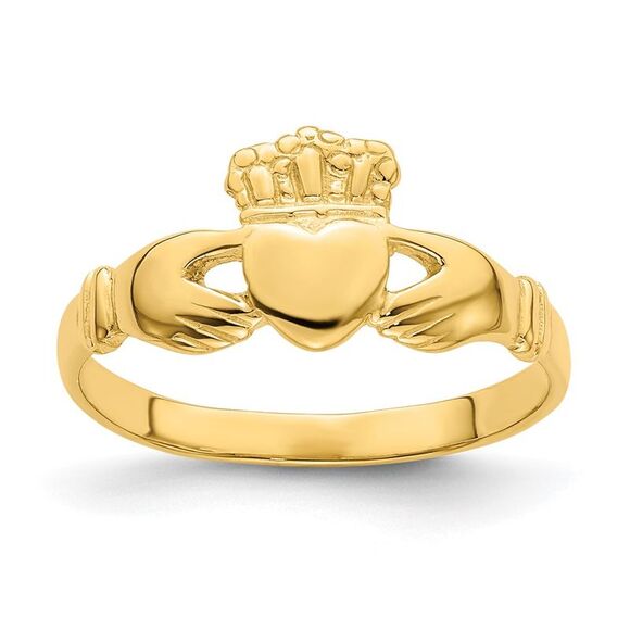 Kazi Luxury 14k Yellow Gold Polished Claddagh Ring